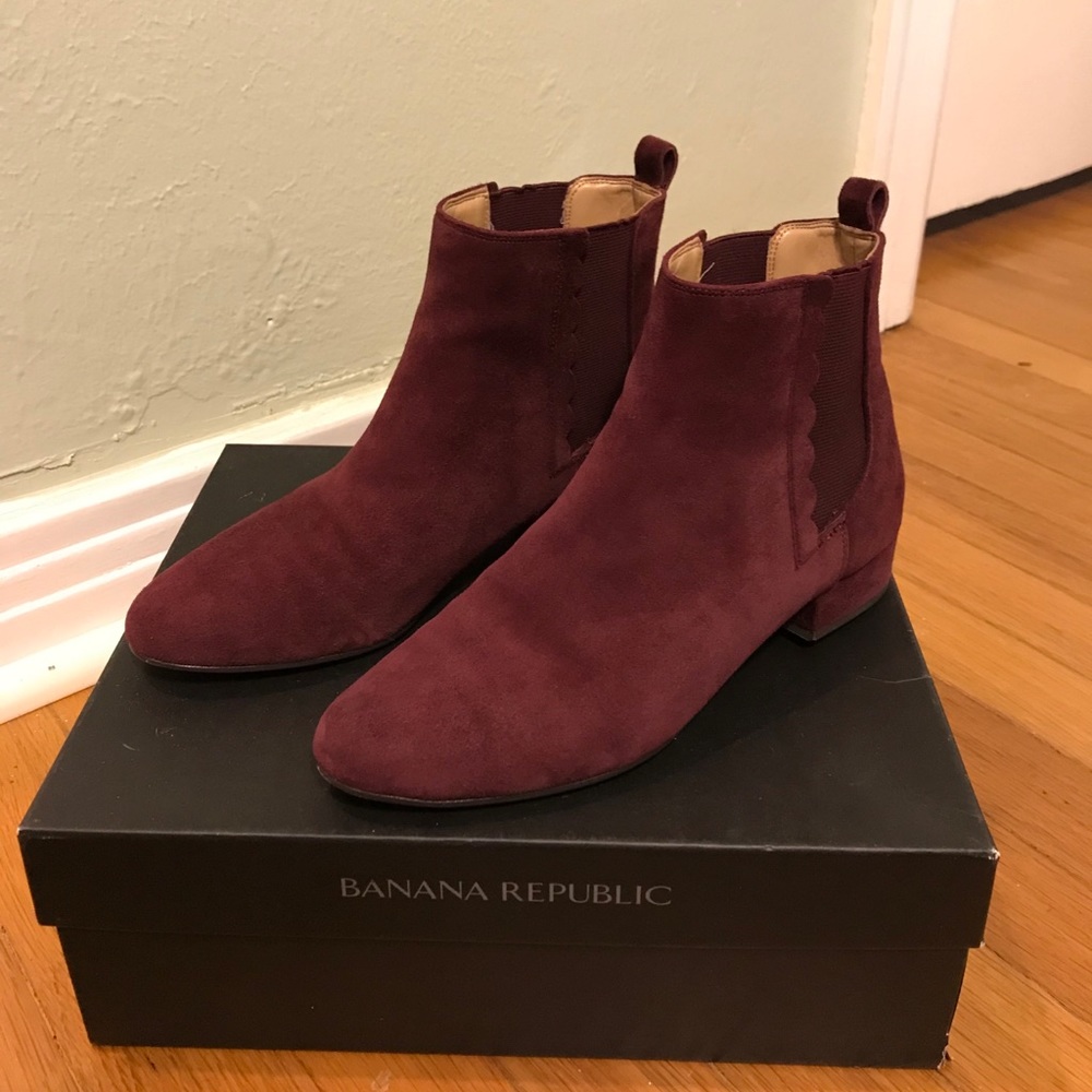 Maroon suede ankle booties